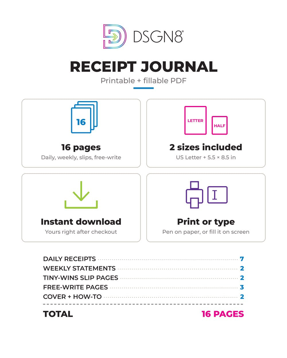 DSGN8 Receipt Journal | Printable Nervous System Tracker