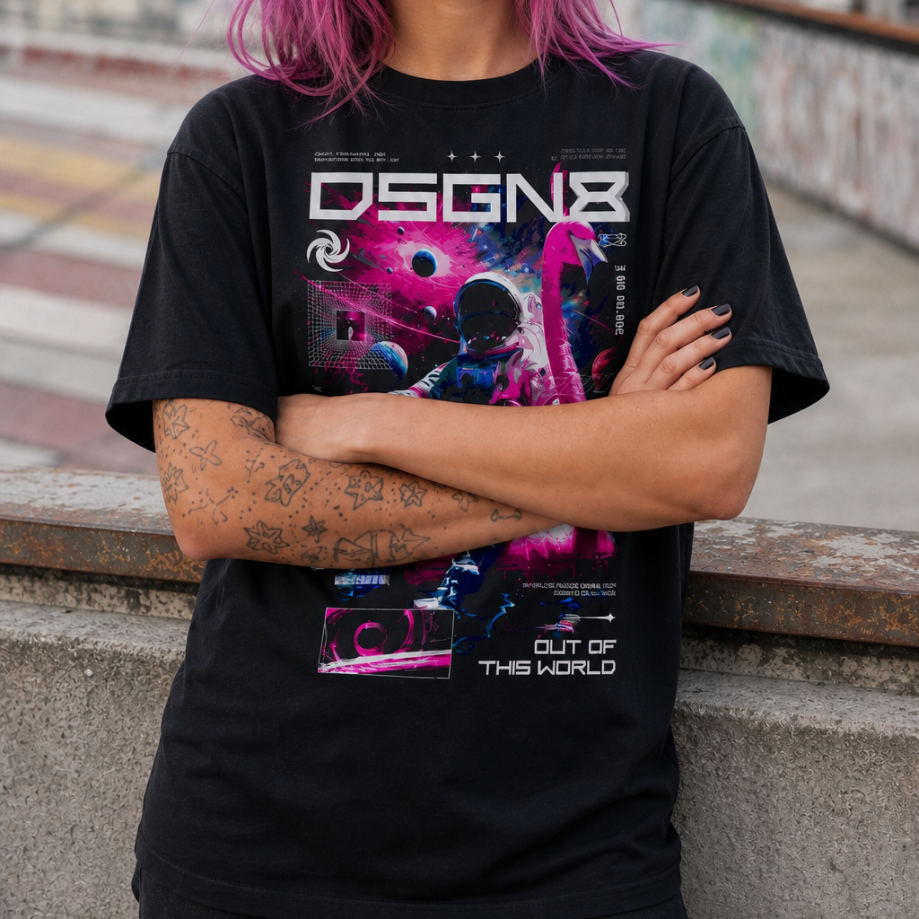 Space Flamingo Float Mode | Nervous System Off‑Duty Tee